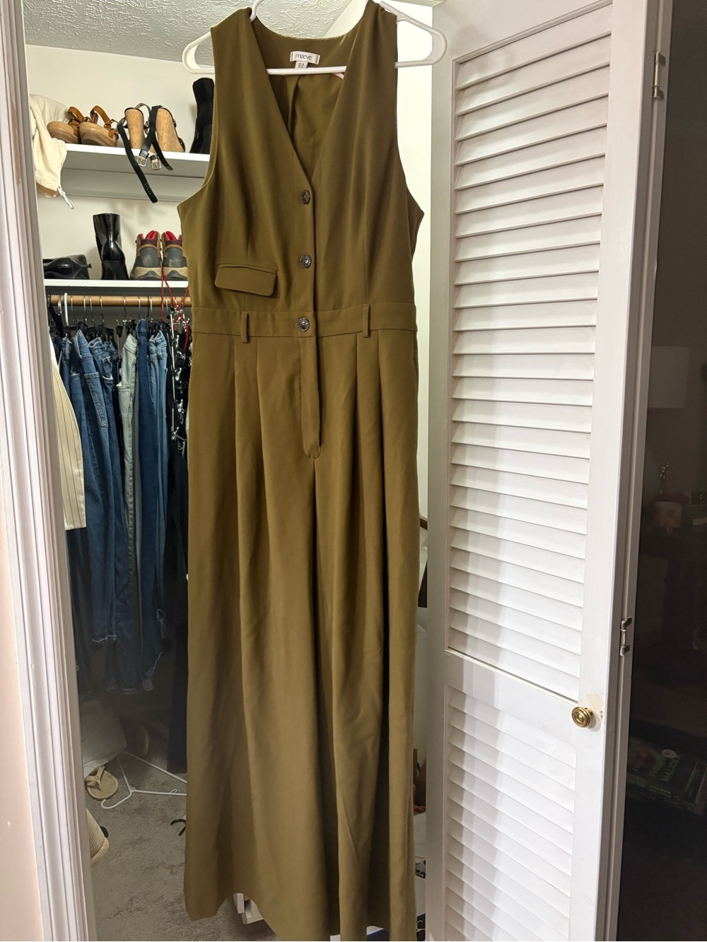 Maeve Olive Sleeveless Wide-Leg Jumpsuit